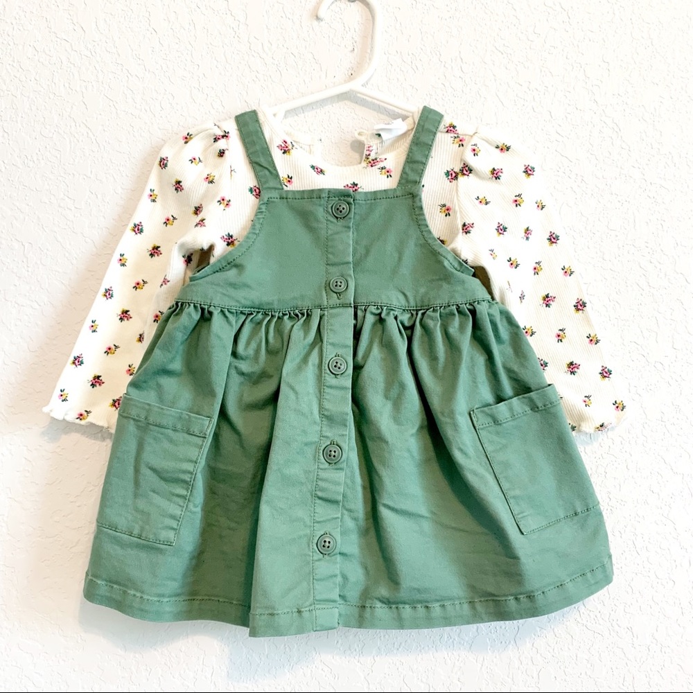 Baby GAP Sage Green Jumper with Floral Onesie